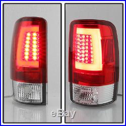 Red 2000-2006 Chevy Suburban Tahoe GMC Yukon XL LED Bar Tail Lights Brake Lamps