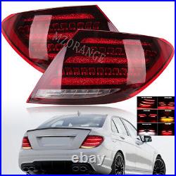 Red 2pcs LED Tail Lights Brake For Mercedes Benz W204 C200 C250 C300 2007-2014
