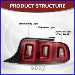 Red Black LED Tail Lights For Ford Mustang 2010-2012 Driver Passenger Side