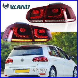 Red Clear LED Tail Lights For 10-14 VW Golf 6 MK6 GTI with Sequential Turn Light