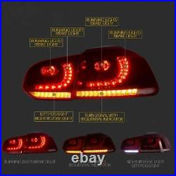 Red Clear LED Tail Lights For 10-14 VW Golf 6 MK6 GTI with Sequential Turn Light