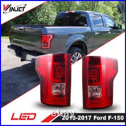 Red Clear LED Tail Lights Rear Lamps Assembly For 2015-2017 Ford F150 Pickup