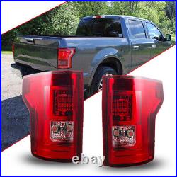 Red Clear LED Tail Lights Rear Lamps Assembly For 2015-2017 Ford F150 Pickup