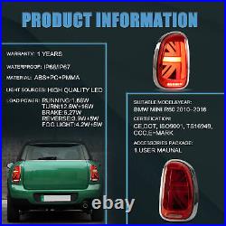 Red LED Tail Lights For 2010-2016 BMW MINI R60 Sequential Turn Signal Rear LH+RH