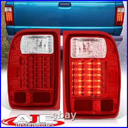Red Smoke Replacement LED Tail Lights Brake Stop Lamps For 1993-1999 Ford Ranger