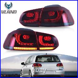 Red&Smoked Lens LED Tail Lights L&R For Volkswagen Golf 6 MK6 GTI R 2010-2013Set