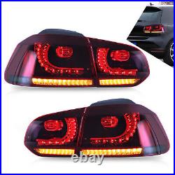 Red&Smoked Lens LED Tail Lights L&R For Volkswagen Golf 6 MK6 GTI R 2010-2013Set