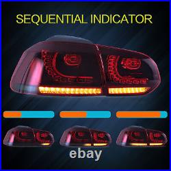 Red&Smoked Lens LED Tail Lights L&R For Volkswagen Golf 6 MK6 GTI R 2010-2013Set