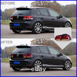 Red&Smoked Lens LED Tail Lights L&R For Volkswagen Golf 6 MK6 GTI R 2010-2013Set