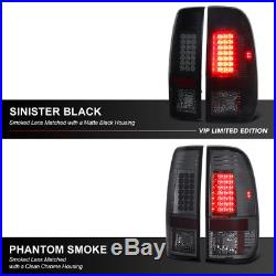SINISTER BLACK 1999-2006 Ford F250 F350 Super Duty Smoke LED Tail Lights PAIR