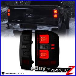 SINISTER BLACK Dark Smoke LED Neon Tube Tail Light 16-18 Chevy Silverado Truck
