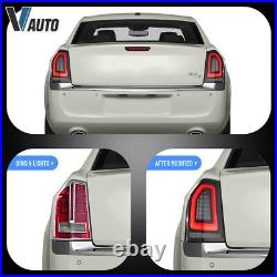 SMOKED LED Tail Lights For 2011-2014 Chrysler 300 withAnimation VLAND Rear Lamps