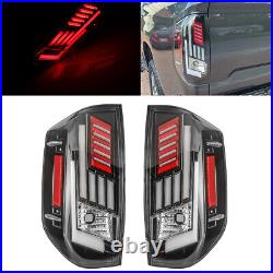 Sequential For 2014-2021 Toyota Tundra LED Tail Lights Black Housing Clear Lens