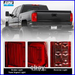 Sequential LED Tail Lights Chrome Red For 14-18 Chevy Silverado 1500 2500 3500