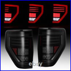 Sequential LED Tail Lights For 2009-2014 Ford F-150 F150 Pickup Smoke Lens Lamps