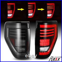Sequential LED Tail Lights For 2009-2014 Ford F-150 F150 Pickup Smoke Rear Lamps