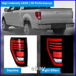 Sequential LED Tail Lights For 2009-2014 Ford F-150 F150 Pickup Smoke Rear Lamps