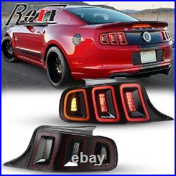 Sequential LED Tail Lights For 2010-2014 Ford Mustang Rear Brake Lamps Red Lens