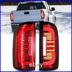 Sequential LED Tail Lights For 2015-2022 Chevy Colorado Chrome Red Lens Lamps