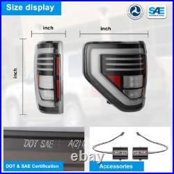 Sequential LED Tail Lights For For 2009-2014 Ford F150 F-150 Pickup Clear Lamps