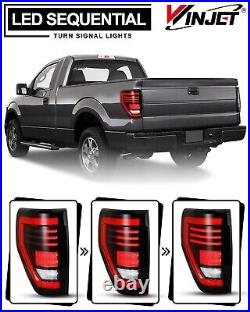 Sequential LED Tail Lights Lamp For 2009-2014 Ford F-150 F150 Pickup Black Smoke