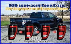 Sequential LED Tail Lights Lamp For 2009-2014 Ford F-150 F150 Pickup Black Smoke