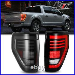 Sequential LED Tail Lights PAIR For 2009-2014 Ford F-150 Pickup Smoke Rear Lamps