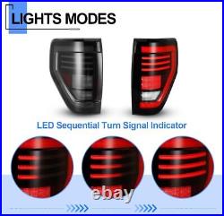 Sequential LED Tail Lights PAIR For 2009-2014 Ford F-150 Pickup Smoke Rear Lamps