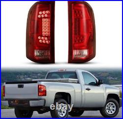 Sequential LED Tail Lights for 2007-2013 Chevy Silverado 1500 2500 3500 Red Lens