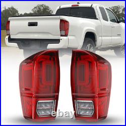 Sequential LED Tail Lights for 2016-2022 Toyota Tacoma Rear Brake Lamps Red Pair