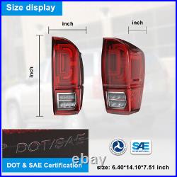 Sequential LED Tail Lights for 2016-2022 Toyota Tacoma Rear Brake Lamps Red Pair