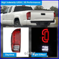 Sequential LED Tail Lights for 2016-2022 Toyota Tacoma Rear Brake Lamps Red Pair