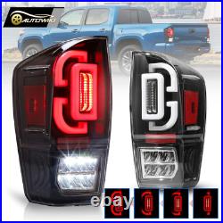 Sequential LED Tail Lights for 2016-2023 Toyota Tacoma Rear Lamps Black Clear