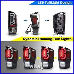 Sequential LED Tail Lights for 2016-2023 Toyota Tacoma Rear Lamps Black Clear