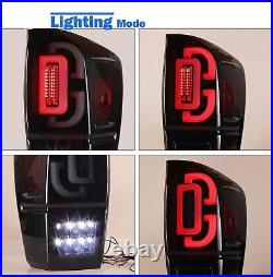 Sequential LED Tail Lights for 2016-2023 Toyota Tacoma Rear Lamps Black Clear