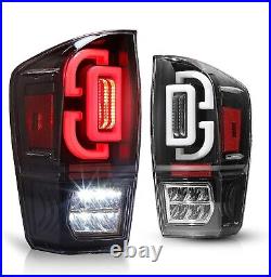 Sequential LED Tail Lights for 2016-2023 Toyota Tacoma Rear Lamps Black Clear