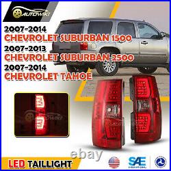 Sequential Red Lens LED Tail Lights for 2007-2014 Chevy Suburban 1500 2500 Tahoe