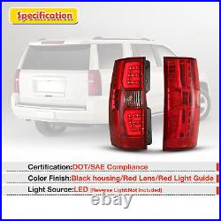 Sequential Red Lens LED Tail Lights for 2007-2014 Chevy Suburban 1500 2500 Tahoe