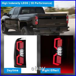 Sequential Signal LED Tail Lights For 14-18 Chevy Silverado 1500 2500 3500 Pair