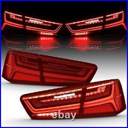 Sequential Signal LED Tail Lights For Audi 2012-2015 A6 S6 Red