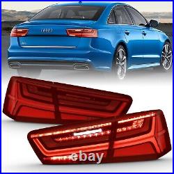 Sequential Signal LED Tail Lights For Audi 2012-2015 A6 S6 Red