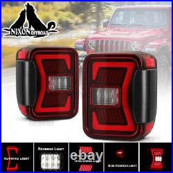 Sequential Turn Signal LED Tail Lights For 19-21 Jeep Gladiator JT Chrome Red