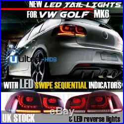 Sequential VW Golf MK6 09-12 LED Dark Red Rear Tail Lights Lamps Plug & Play