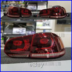 Sequential VW Golf MK6 09-12 LED Dark Red Rear Tail Lights Lamps Plug & Play