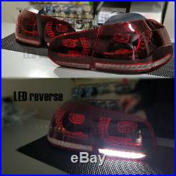 Sequential VW Golf MK6 09-12 LED Dark Red Rear Tail Lights Lamps Plug & Play