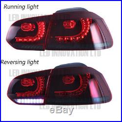 Sequential VW Golf MK6 09-12 LED Dark Red Rear Tail Lights Lamps Plug & Play
