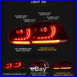 Sequential VW Golf MK6 09-12 LED Dark Red Rear Tail Lights Lamps Plug & Play