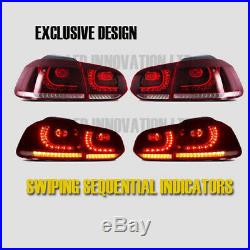 Sequential VW Golf MK6 09-12 LED Dark Red Rear Tail Lights Lamps Plug & Play