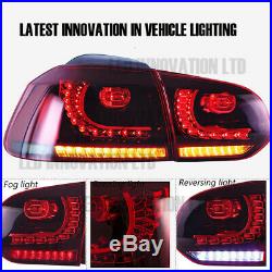 Sequential VW Golf MK6 09-12 LED Dark Red Rear Tail Lights Lamps Plug & Play