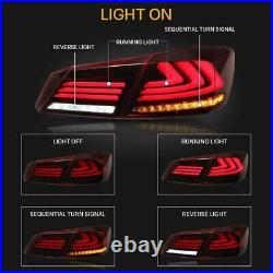 Set(2) Red Smoke LED Brake Tail Lights for 2013-2015 Honda Accord 4 door Sedan